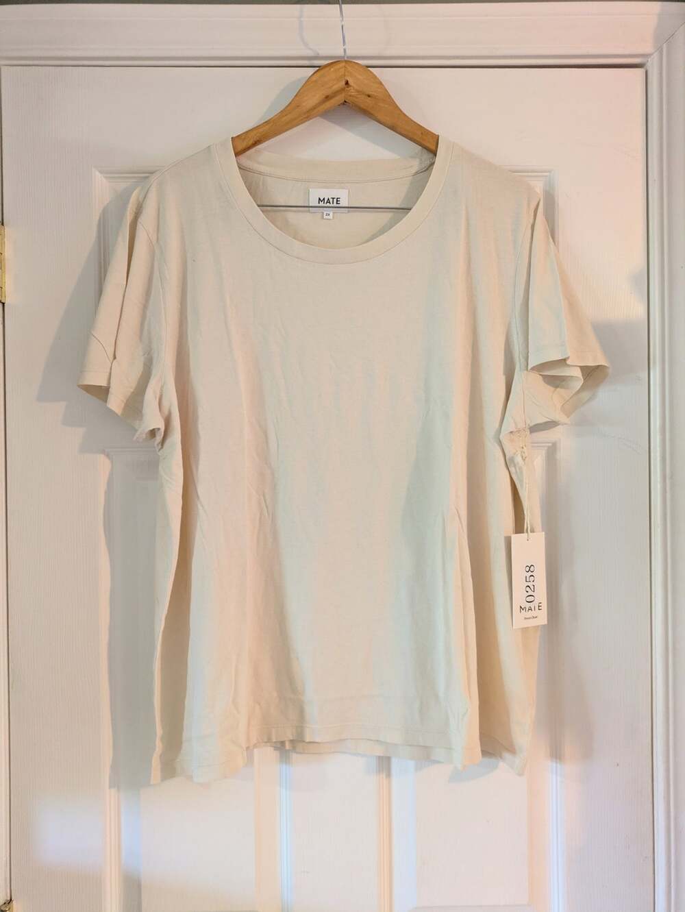 MATE The Label Organic Cotton Classic T-Shirt Bone 2X NWT